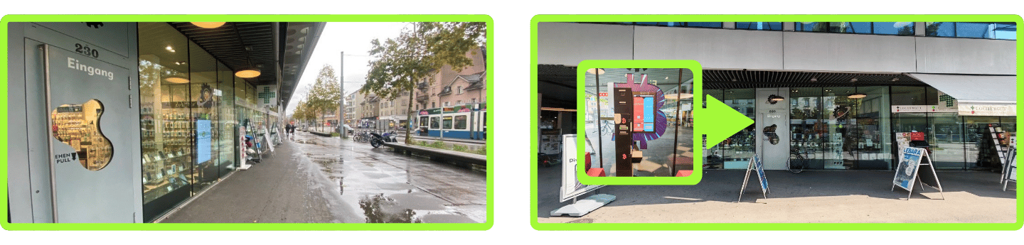 2 Fotos des Bitcoin ATM in Zürich