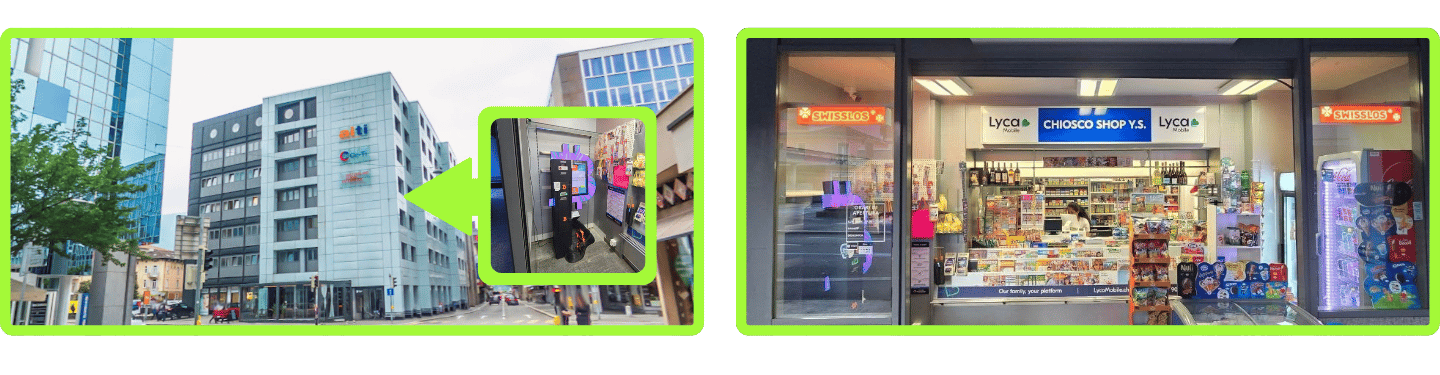2 Fotos des Bitcoin ATM in Lugano