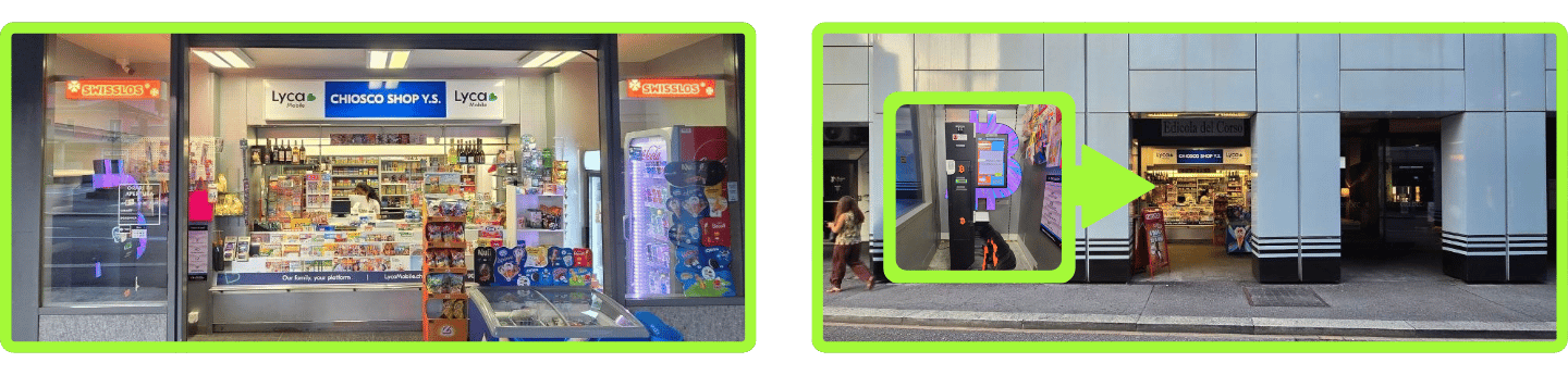 2 Fotos des Bitcoin ATM in Lugano