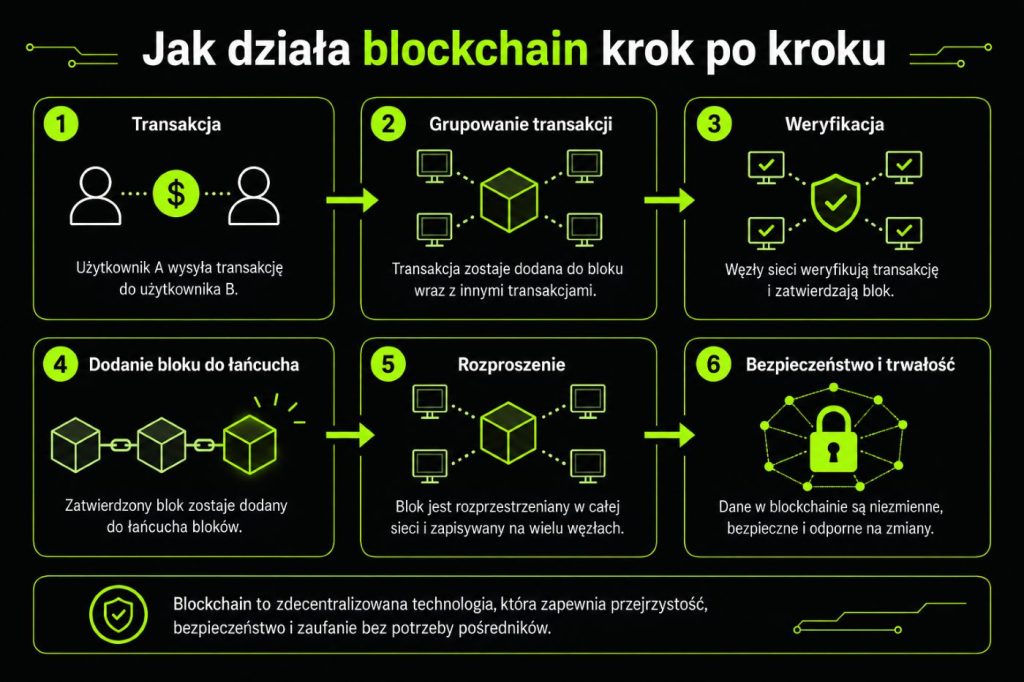 Grafik, die die Funktionsweise der Blockchain erklärt