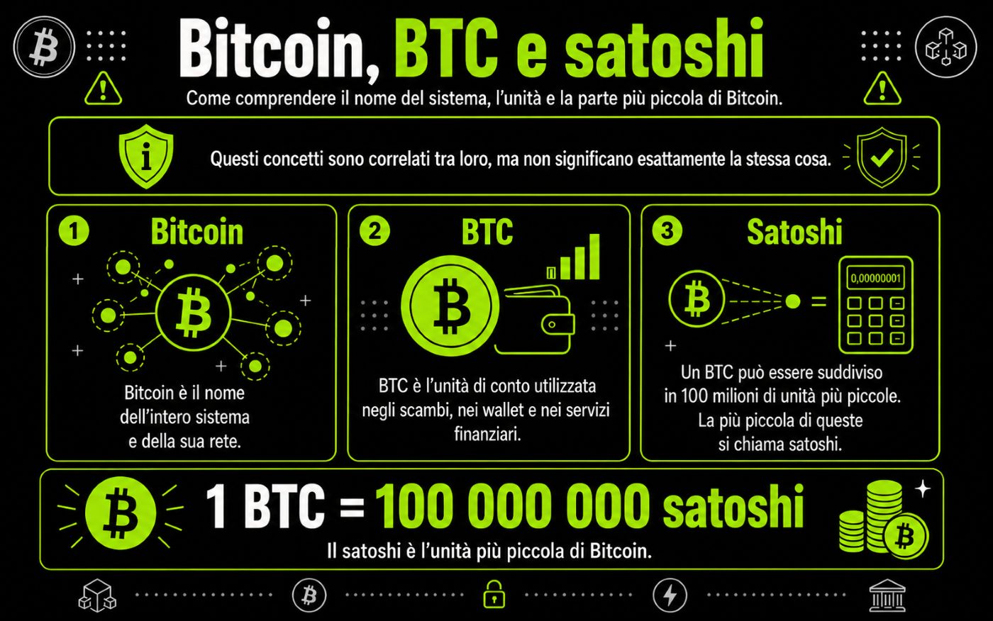 Cosa sono Bitcoin, BTC e Satoshi?