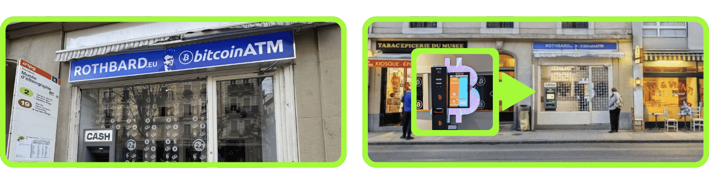 2 Fotos des Bitcoin ATM in Genf