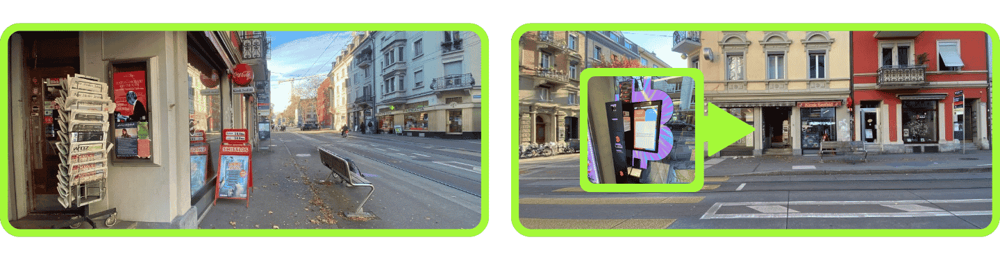 2 Fotos des Bitcoin ATM in Zürich