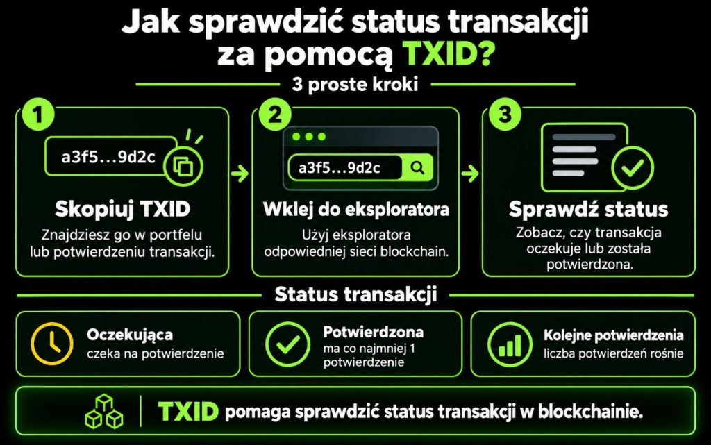 Erklärung, wie man den Status einer Transaktion mithilfe der TXID überprüft.